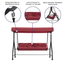 Emma And Oliver 3-Seat Outdoor Steel Converting Patio Swing And Bed Canopy Hammock -Emma And Oliver GUEST 4d5a0e11 456a 44fe b8ce 2c408a9d4054