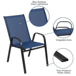 Emma And Oliver 5 Pack Navy Outdoor Stack Chair With Flex Comfort Material - Patio Stack Chair -Emma And Oliver GUEST 4d649b93 b487 4038 afaa 47e9a393b4e2