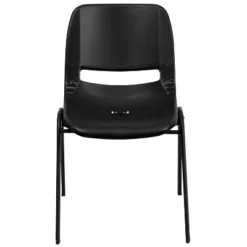 Emma And Oliver Kid's Black Ergonomic Shell Stack Chair - Black Frame And 14"H Seat -Emma And Oliver GUEST 4e05c9e8 de4e 4f0e a235 f89028aeb9aa
