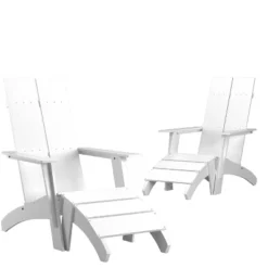 Emma And Oliver Set Of 2 Indoor/Outdoor 2-Slat Adirondack Style Chairs & Footrests -Emma And Oliver GUEST 4e167e3d 7b25 4bd5 8bc4 b337340f93c2