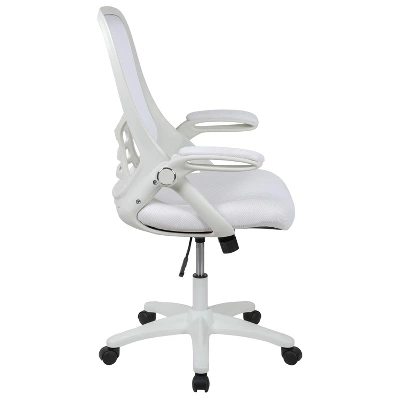 Emma And Oliver High Back White Mesh Ergonomic Office Chair With White Frame And Flip-up Arms 11 Emma And Oliver High Back White Mesh Ergonomic Office Chair With White Frame And Flip-up Arms - Image 11