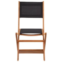 Emma And Oliver Set Of Two Weather Resistant All Natural Acacia Wood Folding Bistro Chairs With Textilene Mesh Seats And Backs -Emma And Oliver GUEST 4e7133a2 7405 4518 9dd9 ddec5e5c3cea