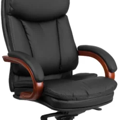 Emma And Oliver High Back Black LeatherSoft Synchro-Tilt Ergonomic Office Chair With Wood Base -Emma And Oliver GUEST 4ed9389b f5ad 4314 88cd e33747e05254