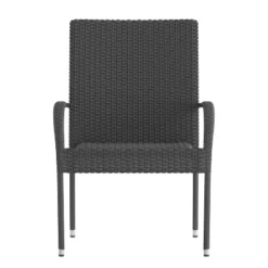Emma And Oliver Stacking All-Weather Wicker Wrapped Powder Coated Steel Patio Club Chairs For Indoor And Outdoor Use -Emma And Oliver GUEST 4edabff7 70df 429c 9e5b ac482a68482b