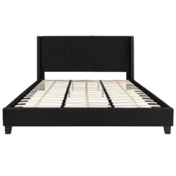 Emma And Oliver King Accent Extended Panel Platform Bed In Black Fabric -Emma And Oliver GUEST 4efb1aa7 e553 470d 9127 97af7e9aac02