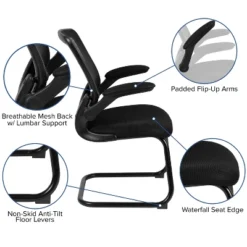 Emma And Oliver Black Mesh Sled Base Side Reception Guest Office Chair With Flip-Up Arms 14 Emma And Oliver Black Mesh Sled Base Side Reception Guest Office Chair With Flip-Up Arms -Emma And Oliver GUEST 4efe23dd 3e6b 470e bd39 b82b38daf8e3