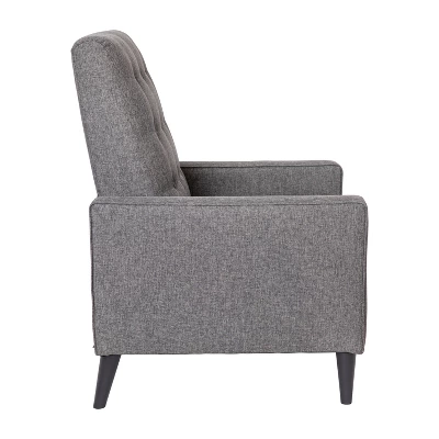 Emma And Oliver Jules Mid-Century Modern Button Tufted Upholstered Easy Pushback Recliner With Wooden Legs 2 Emma And Oliver Jules Mid-Century Modern Button Tufted Upholstered Easy Pushback Recliner With Wooden Legs - Image 2