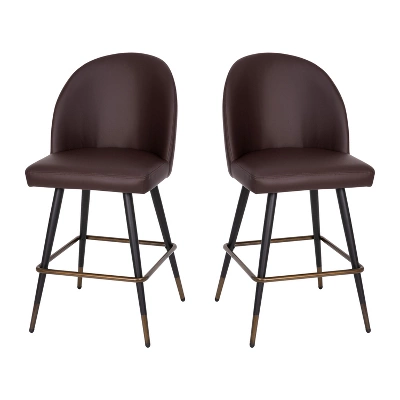 Emma And Oliver Modern Upholstered Dining Stools With Contoured Backs & Powder Coated Steel Legs With Floor Glides - Set Of 2 3 Emma And Oliver Modern Upholstered Dining Stools With Contoured Backs & Powder Coated Steel Legs With Floor Glides - Set Of 2 - Image 3