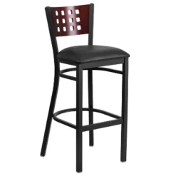 Emma And Oliver Black Decorative Cutout Back Metal Restaurant Dining Barstool -Emma And Oliver GUEST 50e9766e 3f0c 418c 8553 23e35ebc2bc8