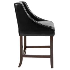 Emma And Oliver 2 Pk. 24" High Transitional Walnut Counter Height Stool With Accent Nail Trim -Emma And Oliver GUEST 50f4cc94 f172 4ebc 9c89 5be67e744a76