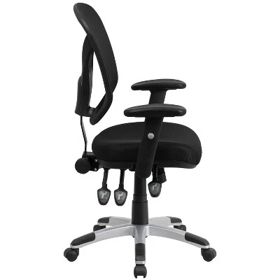 Emma And Oliver Mid-Back Black Mesh Multifunction Swivel Ergonomic Task Office Chair - Arms 7 Emma And Oliver Mid-Back Black Mesh Multifunction Swivel Ergonomic Task Office Chair - Arms - Image 7