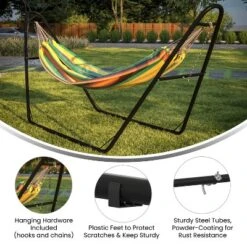 Emma And Oliver Black 550 Lbs. Capacity Heavy Duty Steel Two Person Hammock Stand For Hammocks 9 To 14 Feet Long -Emma And Oliver GUEST 5240e777 6fda 4ab9 beb1 9484bbb3506a