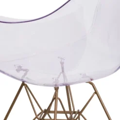 Emma And Oliver 2 Pack Transparent Side Chair With Arms And Gold Base - Accent & Side Chair -Emma And Oliver GUEST 53410693 2fb1 4455 bc72 2b1e7a41a311