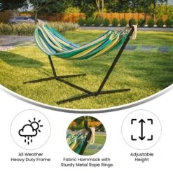 Emma And Oliver Cotton Two Person Hammock With Space Saving Steel Stand, Premium Carry Bag And Hanging Hardware -Emma And Oliver GUEST 53f8ce86 a8d0 40fd 99fe 0622a846de62