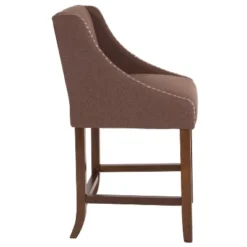Emma And Oliver 24"H Transitional Walnut Counter Stool W/ Accent Nail Trim -Emma And Oliver GUEST 54326d18 3219 4a8e a0e3 5755c5c73be8