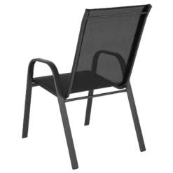 Emma And Oliver 4 Pack Outdoor Stack Chair With Flex Comfort Material - Patio Stack Chair -Emma And Oliver GUEST 54679ae8 0a28 4c3b 9a7a 5b901f66c4b0