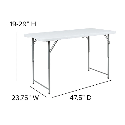 Emma And Oliver 4-Foot Height Adjustable Bi-Fold Granite White Plastic Folding Tables 3 Emma And Oliver 4-Foot Height Adjustable Bi-Fold Granite White Plastic Folding Tables - Image 3