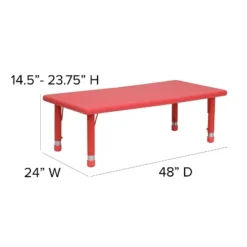 Emma And Oliver 24"W X 48"L Rectangular Plastic Height Adjustable Activity Table Set With 4 Chairs -Emma And Oliver GUEST 54ba0eff d86e 4766 a6de 6fc3dc426c23