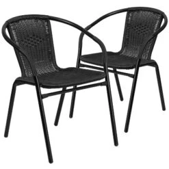 Emma And Oliver 2 Pack Rattan Indoor-Outdoor Restaurant Stack Chair With Curved Back -Emma And Oliver GUEST 54e38eae 7225 4892 861d b50e6f1ea126
