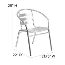 Emma And Oliver Aluminum Indoor-Outdoor Stack Chair With Triple Slat Back And Arms -Emma And Oliver GUEST 5547c107 d9a4 445c 918d 7bcce3504d56