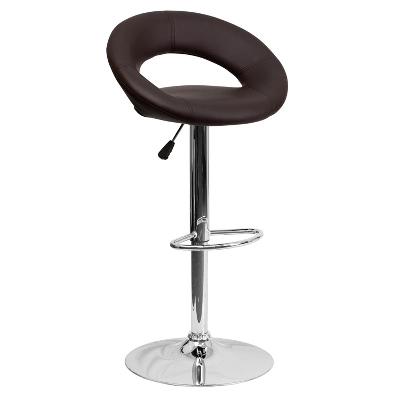 Emma And Oliver Rounded Orbit-Style Back Vinyl Swivel Adjustable Height Barstool 13 Emma And Oliver Rounded Orbit-Style Back Vinyl Swivel Adjustable Height Barstool - Image 13