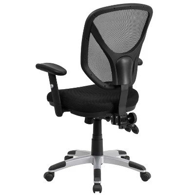 Emma And Oliver Mid-Back Black Mesh Multifunction Swivel Ergonomic Task Office Chair - Arms 6 Emma And Oliver Mid-Back Black Mesh Multifunction Swivel Ergonomic Task Office Chair - Arms - Image 6