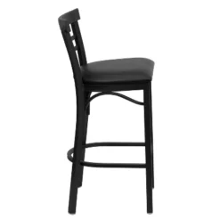 Emma And Oliver Two-Slat Ladder Back Black Metal Restaurant Dining Barstool -Emma And Oliver GUEST 55b158bb 42b8 482f aba9 c3cdc75b860c
