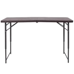 Emma And Oliver 4-Foot Height Adjustable Bi-Fold Dark Gray Plastic Folding Table With Handle -Emma And Oliver GUEST 560e7e75 21db 453c a1ee c62b62072aa8