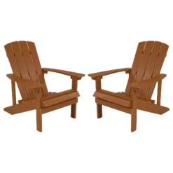 Emma And Oliver 2 Pack Outdoor All-Weather Poly Resin Wood Adirondack Chairs -Emma And Oliver GUEST 568087db fa66 44e4 9176 a59c7410747a