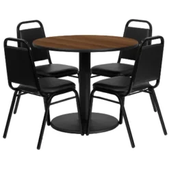 Emma And Oliver 36" Round Laminate Table Set With 4 Trapezoidal Banquet Chairs -Emma And Oliver GUEST 5727ce5c 15f9 4921 8cc8 72c00ec5e2c4