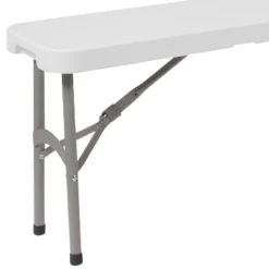 Emma And Oliver 11"W X 72"L Portable Bi-Fold Granite White Folding Bench -Emma And Oliver GUEST 576e350b 3ee8 4c6d b084 c05d89e66aaf