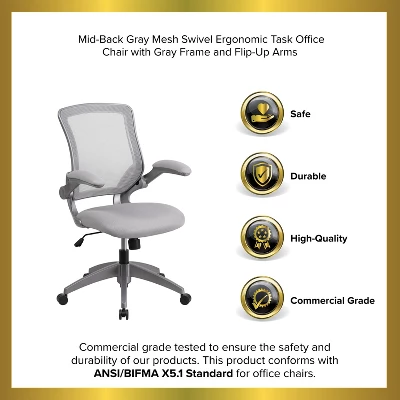 Emma And Oliver Mid-Back Gray Mesh Swivel Ergonomic Task Office Chair With Gray Frame 10 Emma And Oliver Mid-Back Gray Mesh Swivel Ergonomic Task Office Chair With Gray Frame - Image 10
