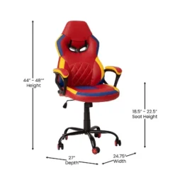 Emma And Oliver Faux Leather Ergonomic Designer Back Gamer Chair With Diamond Stitch, Lumbar Support & Padded Arms In Red, Blue & Yellow -Emma And Oliver GUEST 582bb86b f508 4423 aa27 2b5e66f9bacf