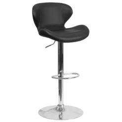 Emma And Oliver Curved Back Swivel Adjustable Height Barstool With Chrome Base -Emma And Oliver GUEST 58408315 4503 4405 a968 0b382fe501b8