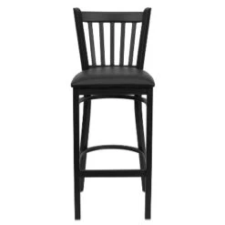 Emma And Oliver Black Vertical Back Metal Restaurant Dining Barstool -Emma And Oliver GUEST 585edd7d 4cff 4b6d 8313 f2495871972e