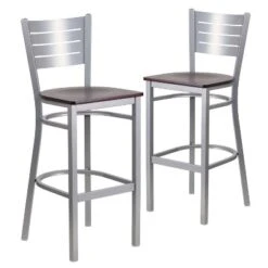 Emma And Oliver 2 Pack Silver Slat Back Metal Restaurant Barstool -Emma And Oliver GUEST 588408cb d2d1 4ced 95c8 91b18897ddcc