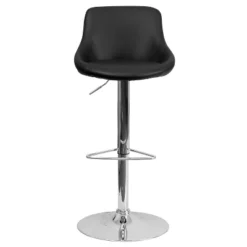 Emma And Oliver 2 Pack Contemporary Black Vinyl Bucket Seat Adjustable Height Barstool-Chrome Base -Emma And Oliver GUEST 58953105 36a1 411a 8357 9a4c2627ac0b