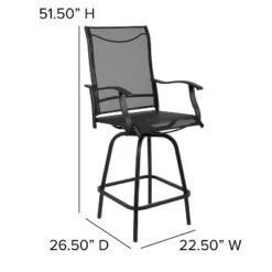 Emma And Oliver Patio Bar Height Stools Set Of 2, All-Weather Textilene Swivel Stools -Emma And Oliver GUEST 592059d1 81bc 43e2 9d37 f8f5d375b30e