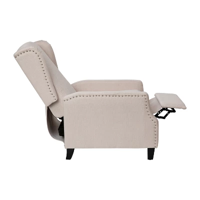 Emma And Oliver Fabric Upholstered Easy Push Back Recliner - Classic Wingback Design With Nailhead Accent Trim And Footrest 8 Emma And Oliver Fabric Upholstered Easy Push Back Recliner - Classic Wingback Design With Nailhead Accent Trim And Footrest - Image 8