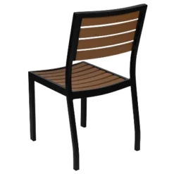 Emma And Oliver 2 Pack Outdoor Faux Teak Side Chair With Poly Slats - Teak Patio Chair -Emma And Oliver GUEST 59ae201b 82ba 4a67 a53c bf4b3b5fc96f