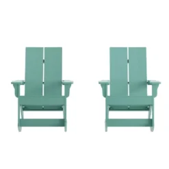 Emma And Oliver Set Of 2 Modern All-Weather Poly Resin Adirondack Rocking Chairs For Indoor/Outdoor Use -Emma And Oliver GUEST 5a2c3598 447f 4368 93f9 8ebcf48cb68f