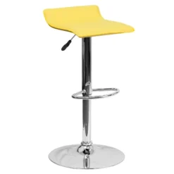 Emma And Oliver Solid Wave Seat Vinyl Adjustable Height Barstool With Chrome Base -Emma And Oliver GUEST 5a4830a1 7e78 4754 84fd 7d942be079bf