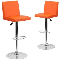 Emma And Oliver 2 Pack Contemporary Vinyl Adjustable Height Barstool With Panel Back And Chrome Base -Emma And Oliver GUEST 5a6afa97 43ad 434e 91e2 2d6953dbd172