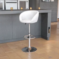 Emma And Oliver Barrel Back Swivel Adjustable Height Barstool With Chrome Base -Emma And Oliver GUEST 5aa8ecae 8f83 4aef 8236 3e0653832db5