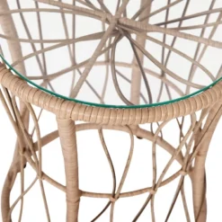 Emma And Oliver 3 Piece Boho Patio Set - Faux Rattan Rope Papasan Style Chairs With Cushions And Glass Topped Side Table -Emma And Oliver GUEST 5ac7fb78 6d13 4cba 9b06 0ce23e095998