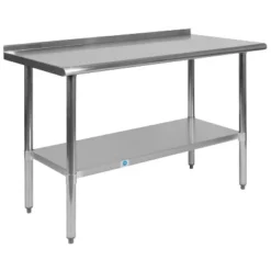 Emma And Oliver Stainless Steel 18 Gauge Prep And Work Table With Backsplash And Shelf, NSF -Emma And Oliver GUEST 5ae15903 f499 4ca2 804b 210a00e0517d