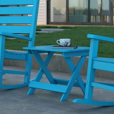 Emma And Oliver Portable Folding HDPE Adirondack Side Table For Indoor/Outdoor Use 1 Emma And Oliver Portable Folding HDPE Adirondack Side Table For Indoor/Outdoor Use