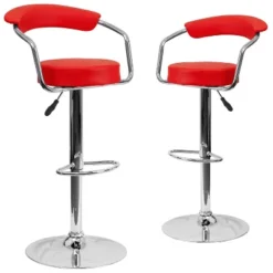 Emma And Oliver 2 Pack Contemporary Vinyl Adjustable Height Barstool With Arms And Chrome Base -Emma And Oliver GUEST 5b160375 72d5 4766 b11a 4d14f5089fb1