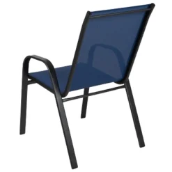 Emma And Oliver 5 Pack Navy Outdoor Stack Chair With Flex Comfort Material - Patio Stack Chair -Emma And Oliver GUEST 5b6db992 3f8f 4221 bdec 2d0a29634003