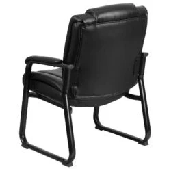 Emma And Oliver 500 Lb. Big & Tall Black LeatherSoft Tufted Side Chair With Sled Base -Emma And Oliver GUEST 5bc32343 f994 410f 8908 8e6ca096e4d7